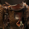 Trail Wade... Full inskirt with at 7/8ths rigging.  Full Vaquero Lace border.  Oiled (NOT STAINED) to a blood bay tone.  soft chap leather chrome tanned Inlaid padded seat.  all hand worked by Keith Valley.